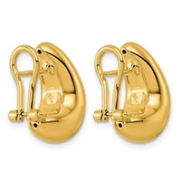 14K Yellow Gold Polished Tapered Teardrop Omega Back Earrings