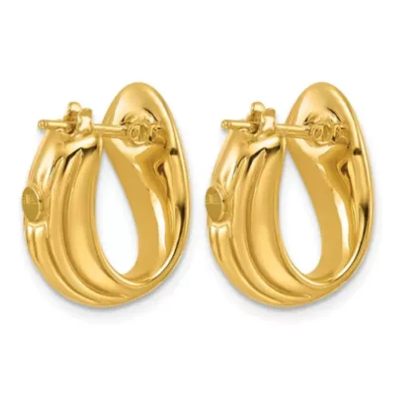 14K Yellow Gold Polished Layered Twisted C-Hoop Earrings