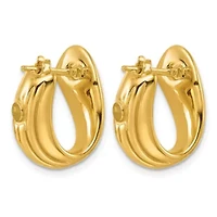 14K Yellow Gold Polished Layered Twisted C-Hoop Earrings