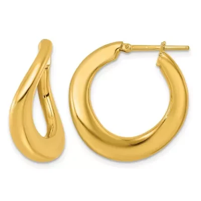 14K Yellow Gold Polished Twisted Hoop Earrings