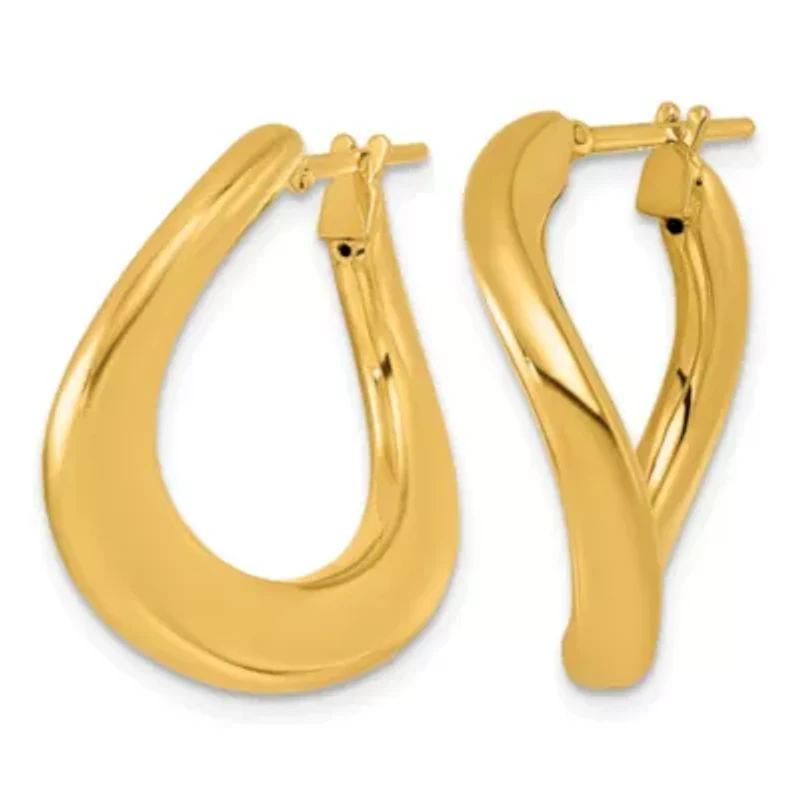 14K Yellow Gold Polished Twisted Hoop Earrings