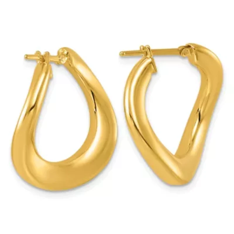 14K Yellow Gold Polished Twisted Hoop Earrings