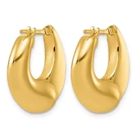 14K Yellow Gold Polished and Satin Tapered Teardrop Hoop Earrings