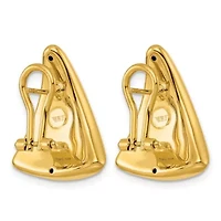 14K Yellow Gold Polished Puffed Triangle Omega Back Earrings