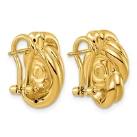14K Yellow Gold Polished Double Strand Knot Omega Back Earrings