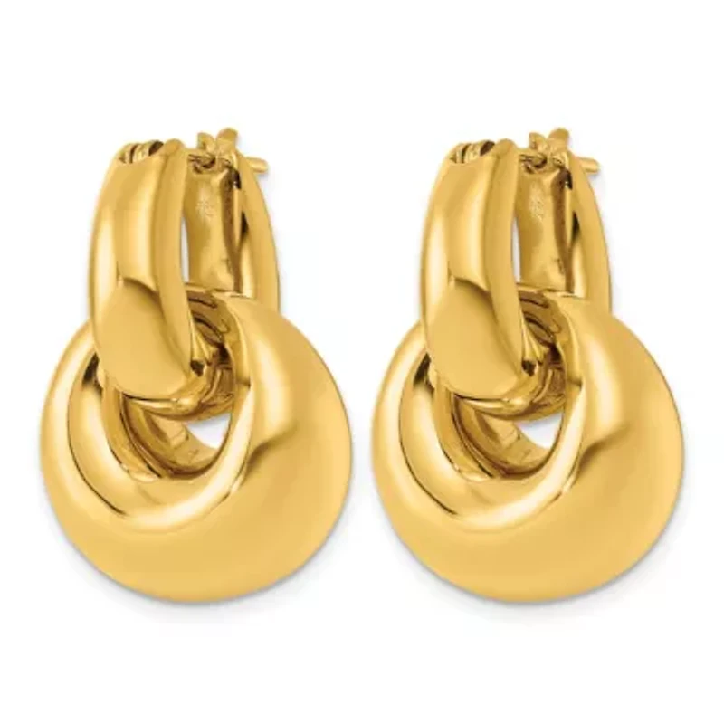 14K Yellow Gold Polished Graduated Double Hoop Earrings
