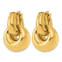14K Yellow Gold Polished Graduated Double Hoop Earrings