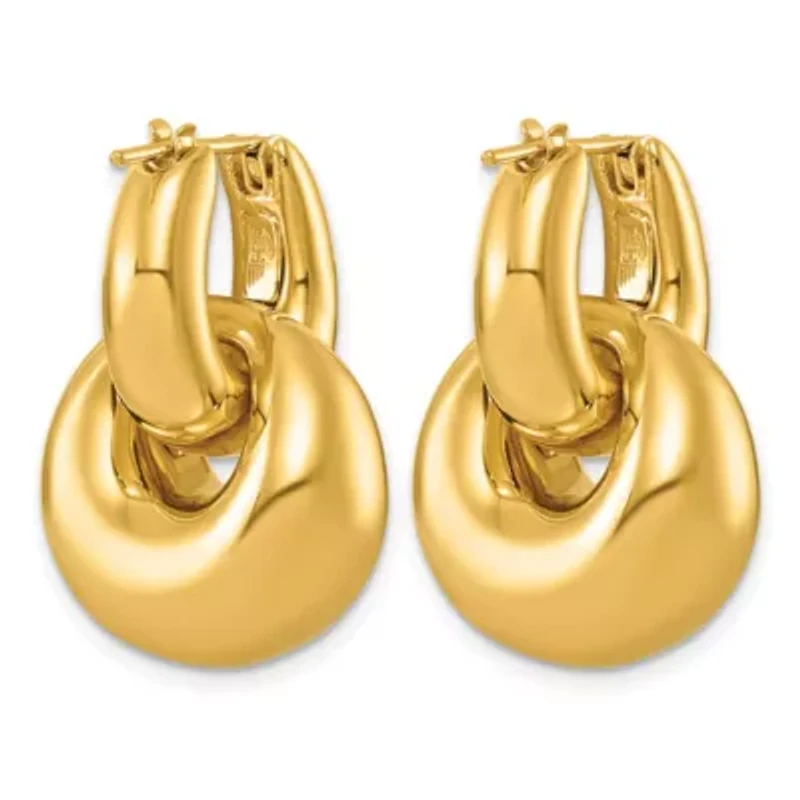 14K Yellow Gold Polished Graduated Double Hoop Earrings
