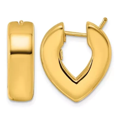 14K Yellow Gold Polished 6.9mm V-Shaped Hoop Earrings