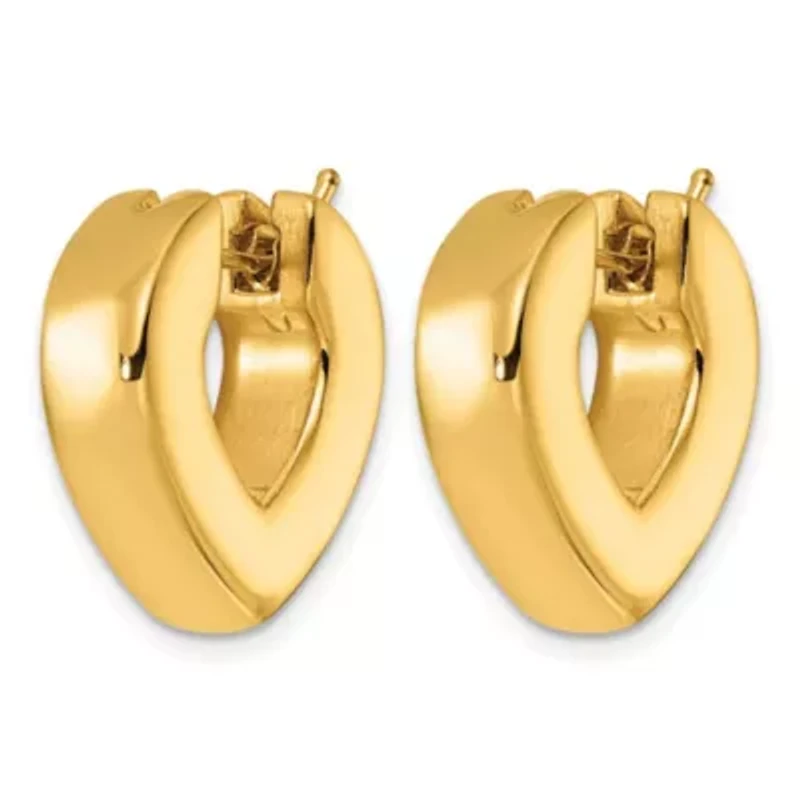 14K Yellow Gold Polished 6.9mm V-Shaped Hoop Earrings