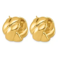 14K Yellow Gold Polished Braided 16mm Huggie Hoop Earrings
