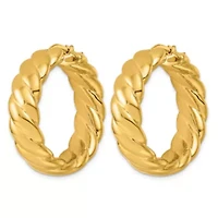 14K Yellow Gold Polished Twisted 10mm Hoop Earrings