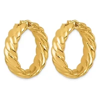 14K Yellow Gold Polished Twisted 10mm Hoop Earrings