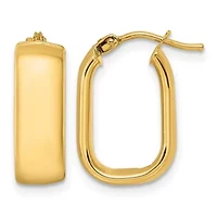14K Yellow Gold Polished 6mm Elongated Oval Hoop Earrings