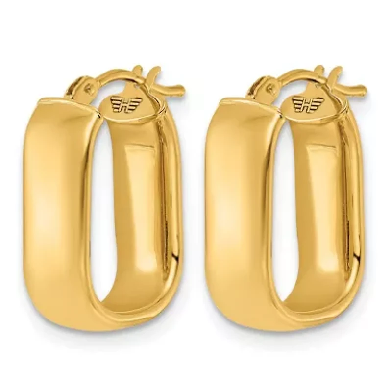 14K Yellow Gold Polished 6mm Elongated Oval Hoop Earrings