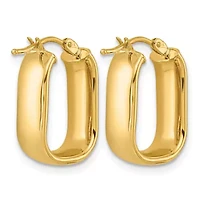 14K Yellow Gold Polished 6mm Elongated Oval Hoop Earrings