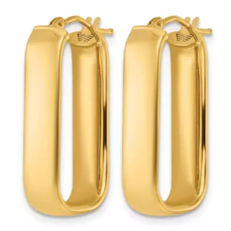 14K Yellow Gold Polished 6mm Elongated Oval Hoop Earrings