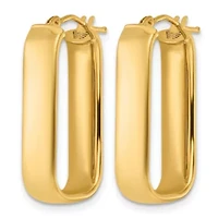 14K Yellow Gold Polished 6mm Elongated Oval Hoop Earrings
