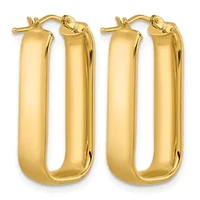 14K Yellow Gold Polished 6mm Elongated Oval Hoop Earrings