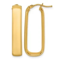 14K Yellow Gold Polished 6mm Elongated Oval Hoop Earrings
