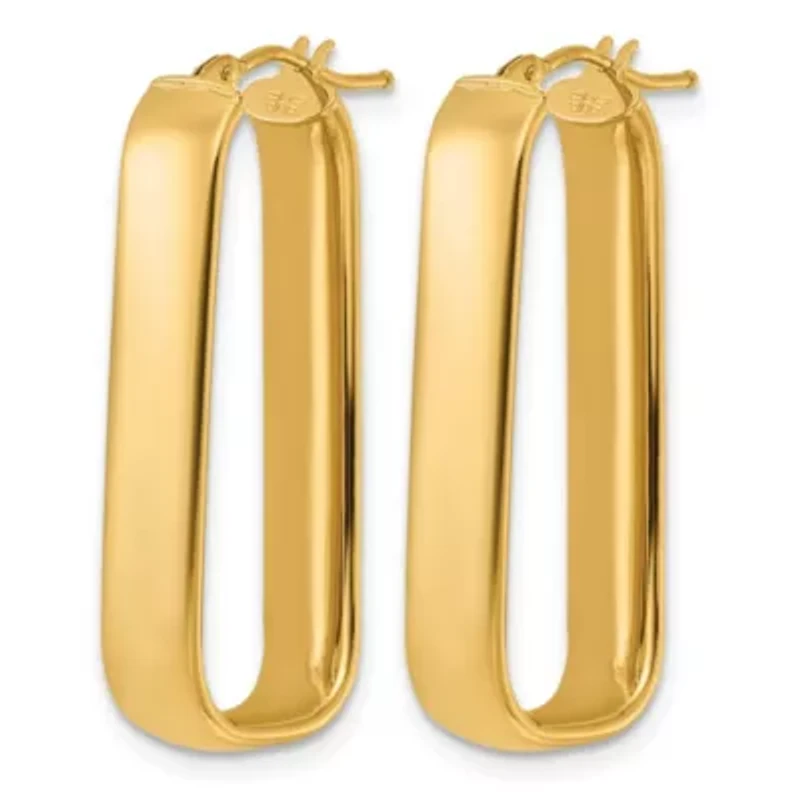 14K Yellow Gold Polished 6mm Elongated Oval Hoop Earrings