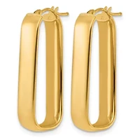 14K Yellow Gold Polished 6mm Elongated Oval Hoop Earrings