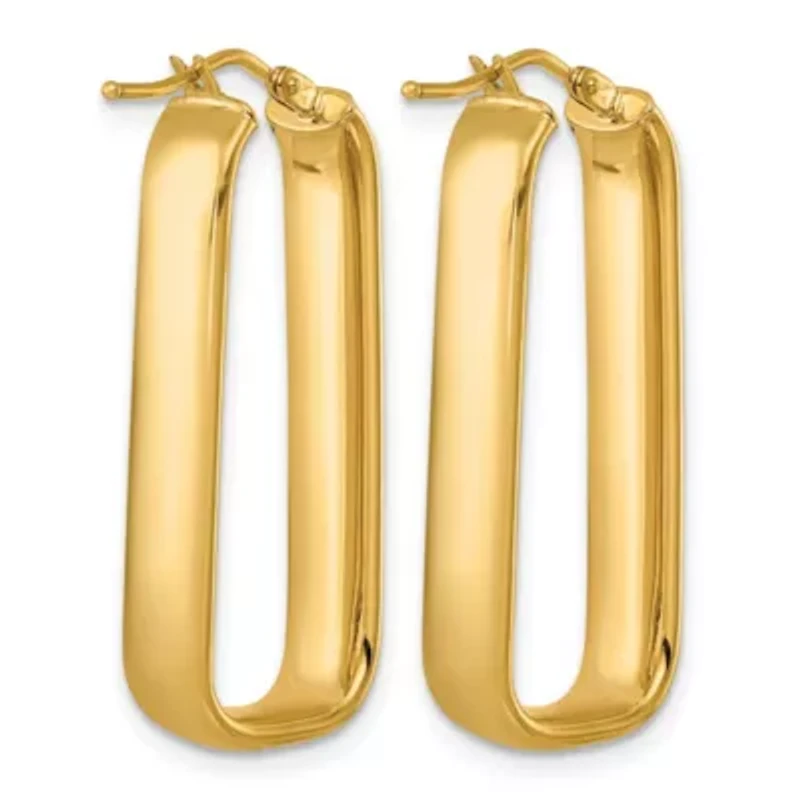 14K Yellow Gold Polished 6mm Elongated Oval Hoop Earrings