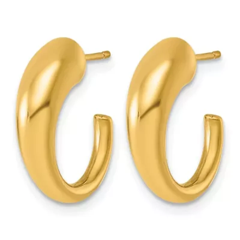 14K Yellow Gold Polished Tapered C Hoop Post Earrings