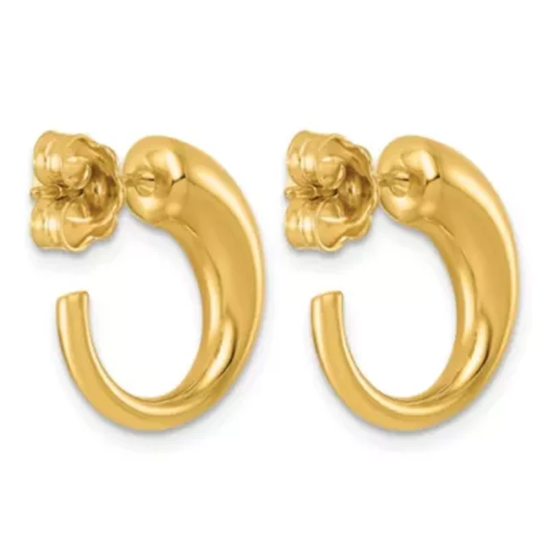 14K Yellow Gold Polished Tapered C Hoop Post Earrings