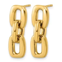 14K Yellow Gold Polished Square Link Chain Post Earrings