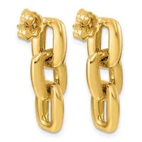 14K Yellow Gold Polished Square Link Chain Post Earrings