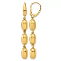 14K Yellow Gold Polished Triple Oval Leverback Dangle Earrings