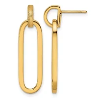 14K Yellow Gold Polished and Brushed Paperclip Link Post Earrings
