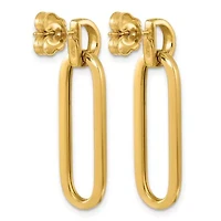 14K Yellow Gold Polished and Brushed Paperclip Link Post Earrings