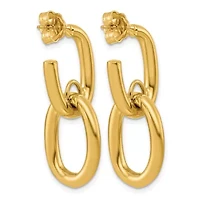 14K Yellow Gold Polished Stacked J Hoop Dangle Post Earrings