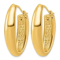 14K Yellow Gold Polished Puffed Oval Hoop Earrings
