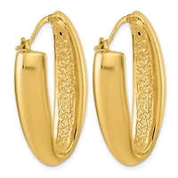 14K Yellow Gold Polished Puffed Oval Hoop Earrings