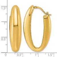 14K Yellow Gold Polished Puffed Oval Hoop Earrings