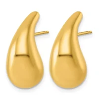 14K Yellow Gold Polished Puffed Teardrop Post Earrings