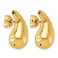 14K Yellow Gold Polished Puffed Teardrop Post Earrings