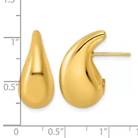14K Yellow Gold Polished Puffed Teardrop Post Earrings