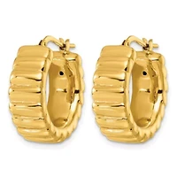 14K Yellow Gold Polished Grooved 8.3mm Hoop Earrings