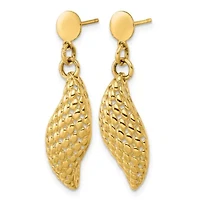 14K Yellow Gold Polished Popcorn Wave Post Earrings