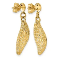 14K Yellow Gold Polished Popcorn Wave Post Earrings
