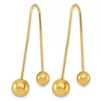 14K Yellow Gold Polished Ball Screwback Threader Earrings
