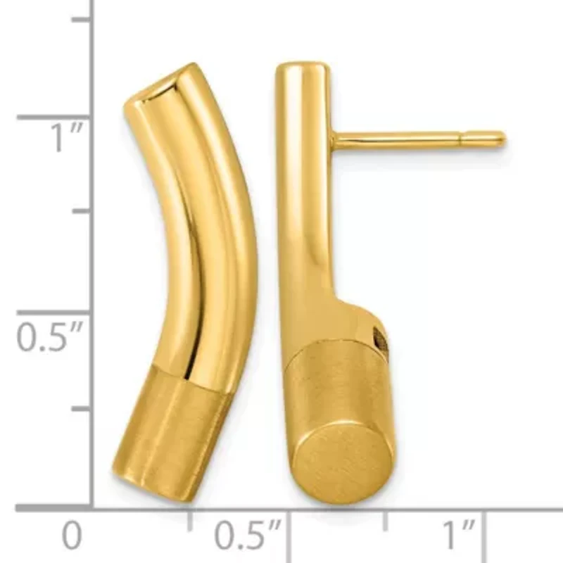 14K Yellow Gold Polished and Satin Post Dangle Earrings