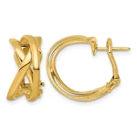 14K Yellow Gold Polished Tri-Strand Omega Back Earrings