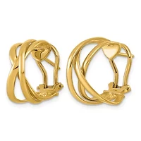 14K Yellow Gold Polished Tri-Strand Omega Back Earrings