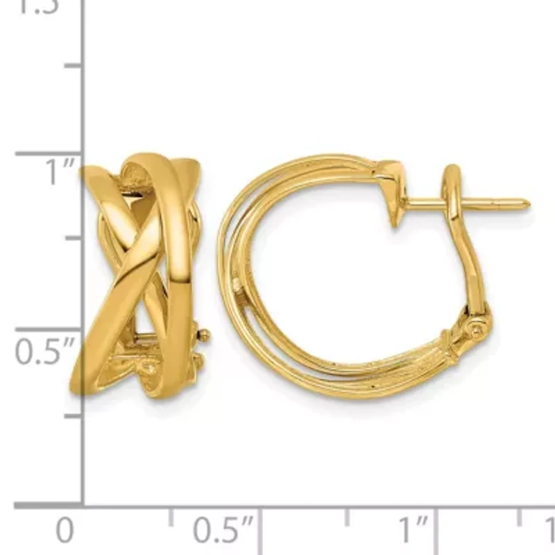 14K Yellow Gold Polished Tri-Strand Omega Back Earrings