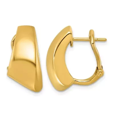 14K Yellow Gold Polished Geometric Omega Back Earrings